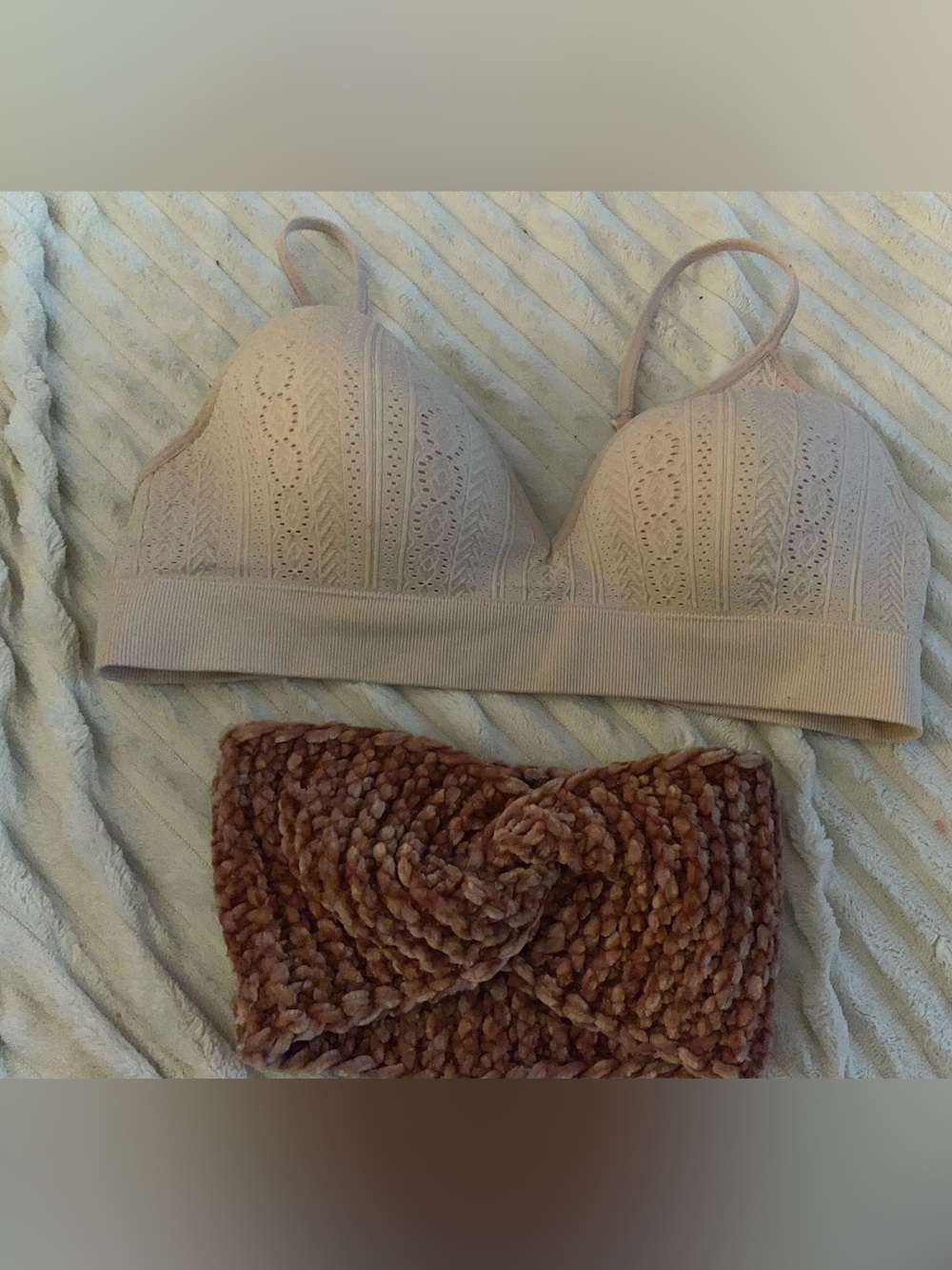 Light Pink Lace Bralette - headband